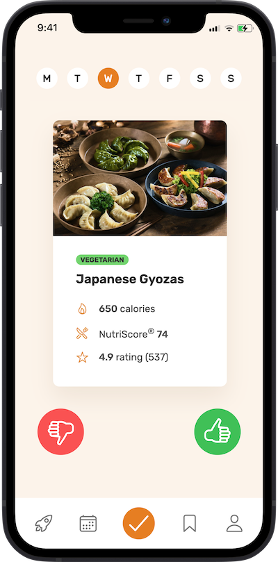 iPhone app meal approving screen 